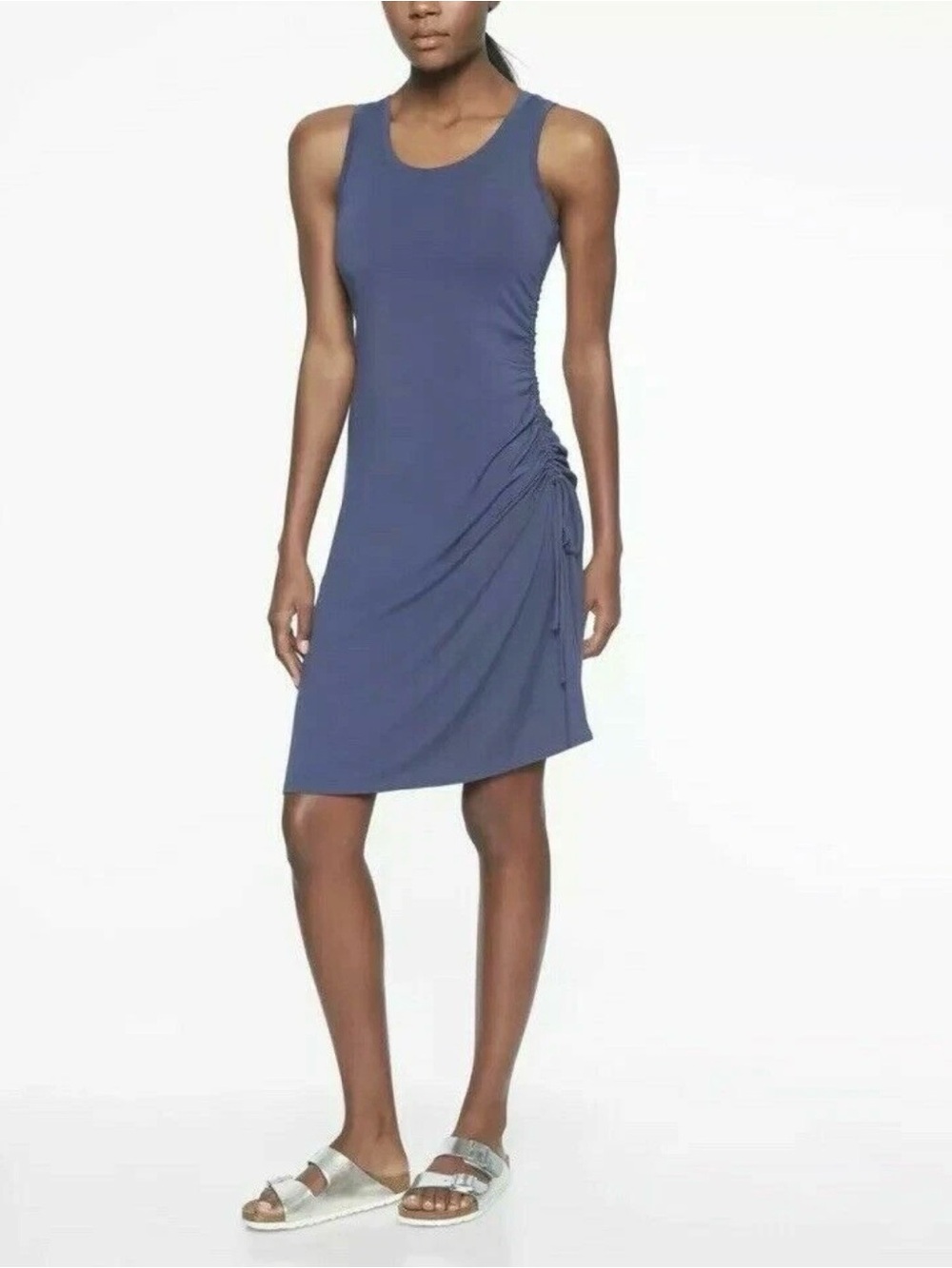 Athleta Side Gather T-Shirt Dress Navy, size M, like new!